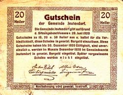 20 Heller 1920 - Jeutendorf