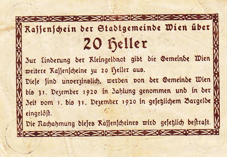 texte 1 1920 Lorch O.Ö Gemeinde 1920 Autriche #665260 Billet 20 Heller 