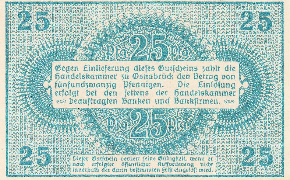 25 Pfennig 1921 - (Osnabrueck) - Germany - Community Currency - 808