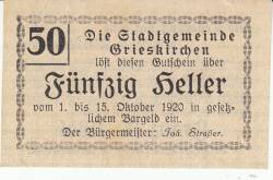 50 Heller 1920 - Grieskirchen