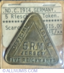 Image #2 of 5 Reichsmarks ND (1941)  - German Occupation of Jersey (1940-45).