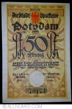 Image #1 of 50 Pfennig 1921 - Potsdam