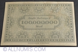 100 000 000 (100 Millionen) Mark 1923 - Solingen