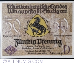 50 Pfennig 1921 - Stuttgart