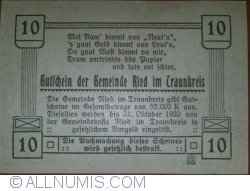 10 Heller 1920 - Ried im Traunkreis