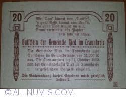 20 Heller 1920 - Ried im Traunkreis